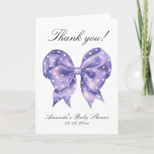 Watercolor Bow Polka Dot Baby Shower Thank you Card