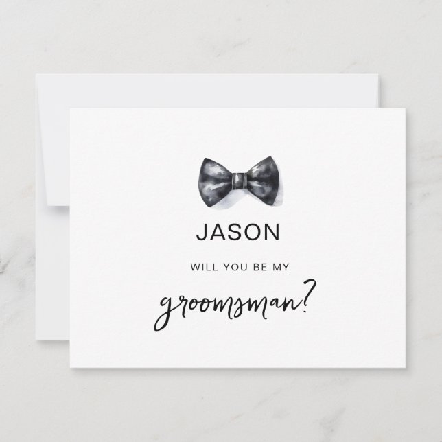 Watercolor Bow tie Will you be my Groomsman  Invitation (Front)
