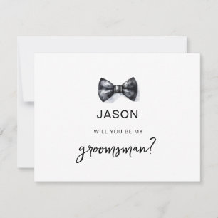 Watercolor Bow tie Will you be my Groomsman Invitation