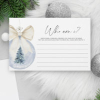 Watercolor bow winter Who am I bridal shower game