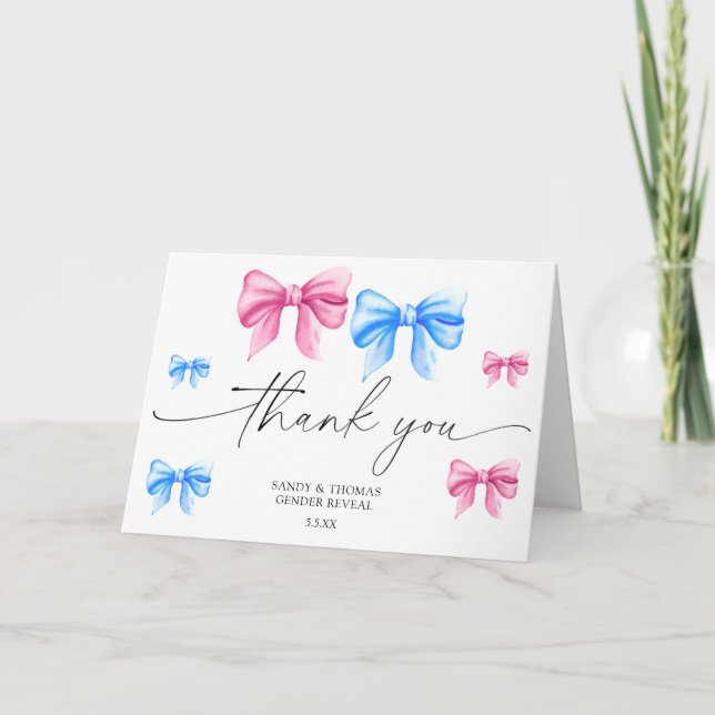 Watercolor Bows - Thank you gender reveal (Front)