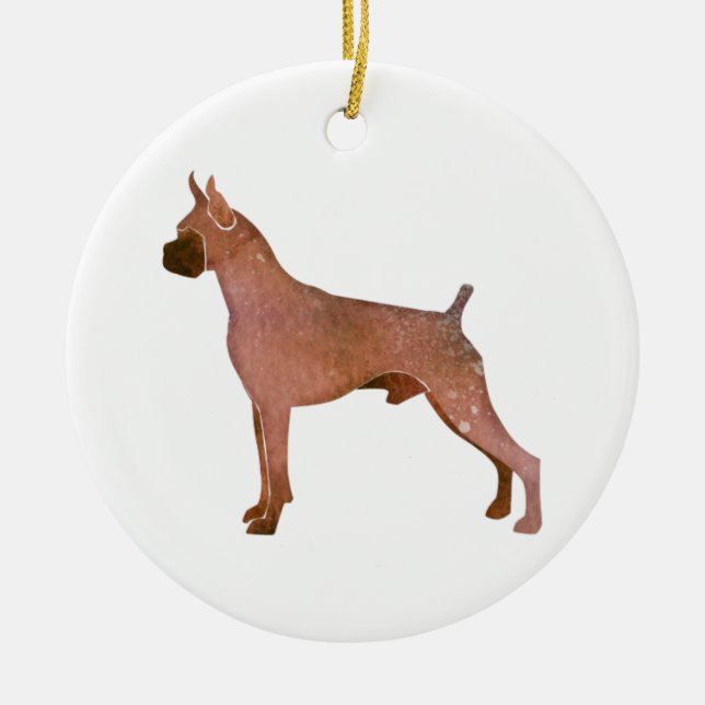 Watercolor Boxer Ceramic Tree Decoration (Front)