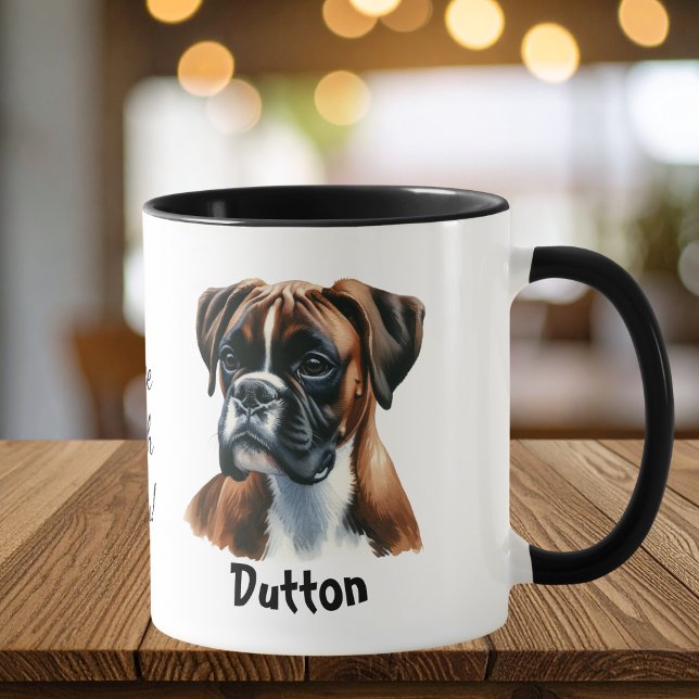  Watercolor Boxer Coffee Brown Personalise Mug (Creator Uploaded)