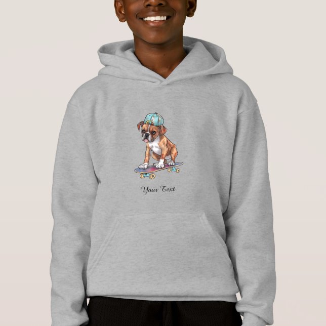 Watercolor Boxer Kids Pullover Hoodie (Front)