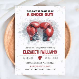 Watercolor Boxing Baby Shower Invitation