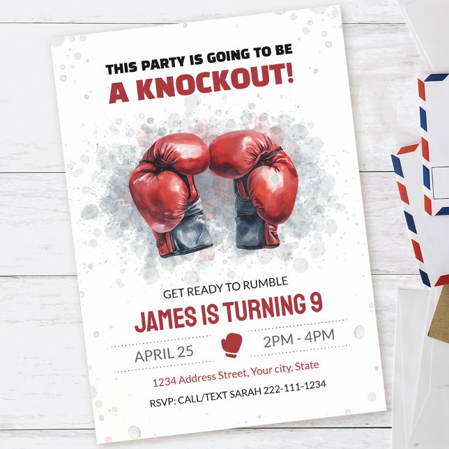Watercolor Boxing Birthday Invitation (Creator Uploaded)