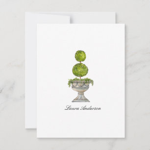 Watercolor Boxwood  topiary flat Thank You Card