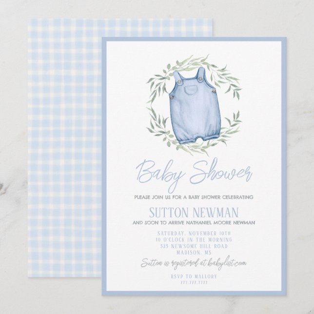 Watercolor Boy Baby Shower Invitation (Front/Back)