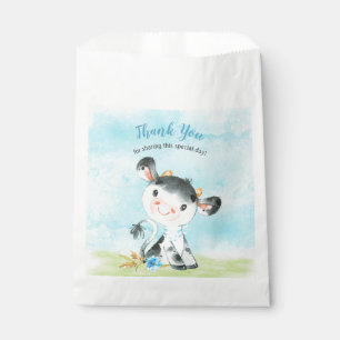 Watercolor Boy Cow Baby Shower Farm Thank You Favour Bags