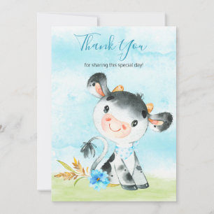 Watercolor Boy Cow Farm Thank You