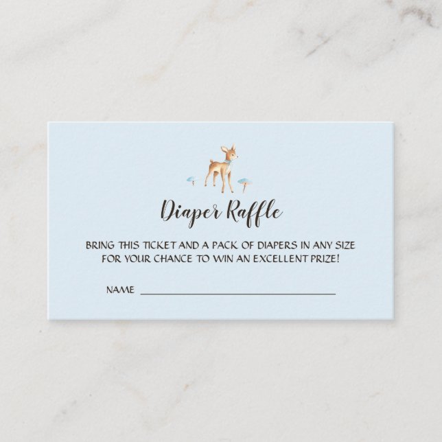 Watercolor Boy Deer Diaper Raffle Enclosure Card (Front)