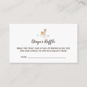 Watercolor Boy Deer White Diaper Raffle Enclosure Card