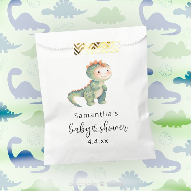 Watercolor boy dinosaur baby shower favour bags (Creator Uploaded)