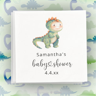Watercolor boy dinosaur baby shower napkin