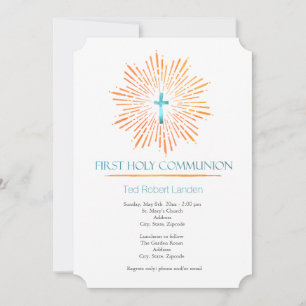 Watercolor     Boy First Communion Invitations