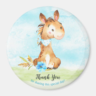Watercolor Boy Horse Baby Shower Farm Thank You Magnet