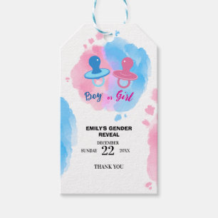 Watercolor boy of girl gender reveal gift tags