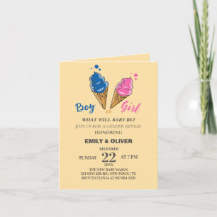Watercolor boy of girl gender reveal invitation