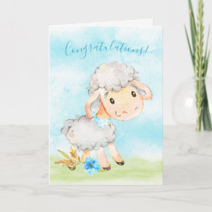 Watercolor Boy Sheep Farm Card