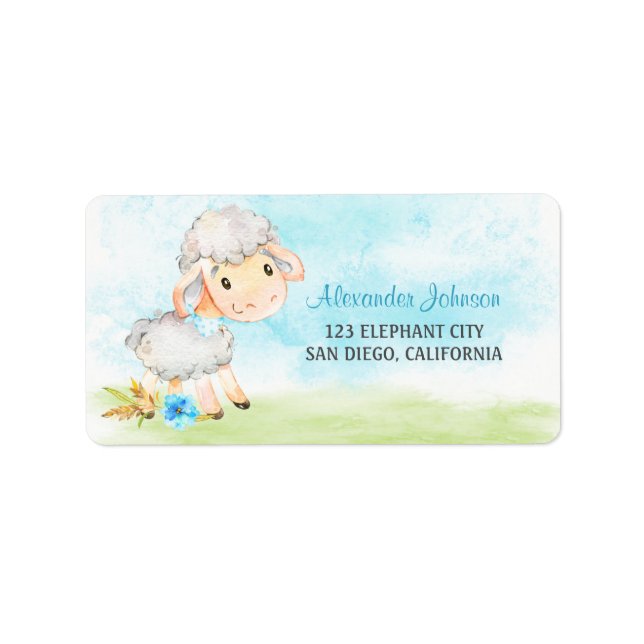 Watercolor Boy Sheep Farm Label (Front)