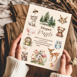 Watercolor Boy Woodland Diapper Raffle Enclosure Card