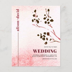 Watercolor, branch Japandi QR code BUDGET wedding