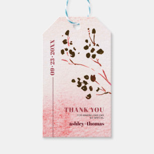 Watercolor branch Japandi Thank You wedding Gift Tags