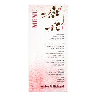 Watercolor branch Japandi wedding menu card