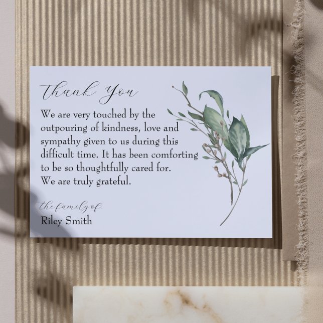 Watercolor Branch Memorial Photo Thank You Card (Watercolor Branch Memorial Photo Thank You Card
)