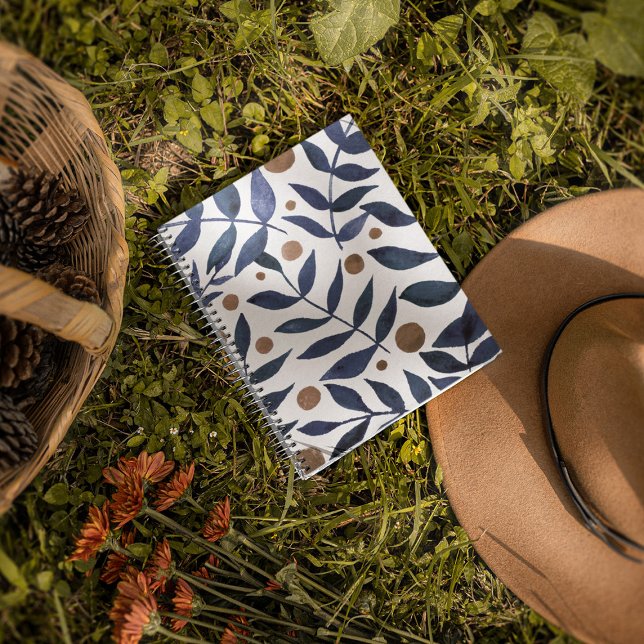 Watercolor branches and berries - indigo and beige notebook (Creator Uploaded)