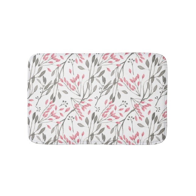 Watercolor Branches Bath Mat (Front)