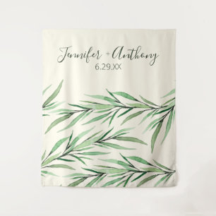 Watercolor Branches Personalised Wedding Backdrop  Tapestry