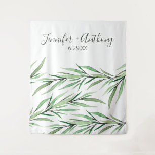 Watercolor Branches Personalised Wedding Backdrop Tapestry