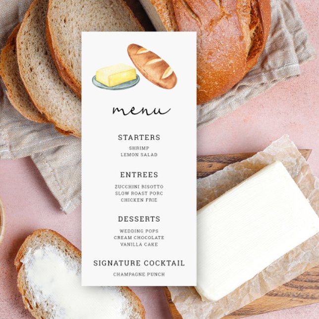 Watercolor bread and butter - Wedding Menu (Creator Uploaded)