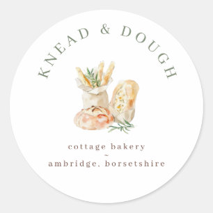 Watercolor Bread Cottage Bakery  Classic Round Sticker