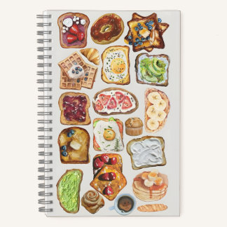 Watercolor Breakfast Flat Lay: A Toast to Morning Notebook