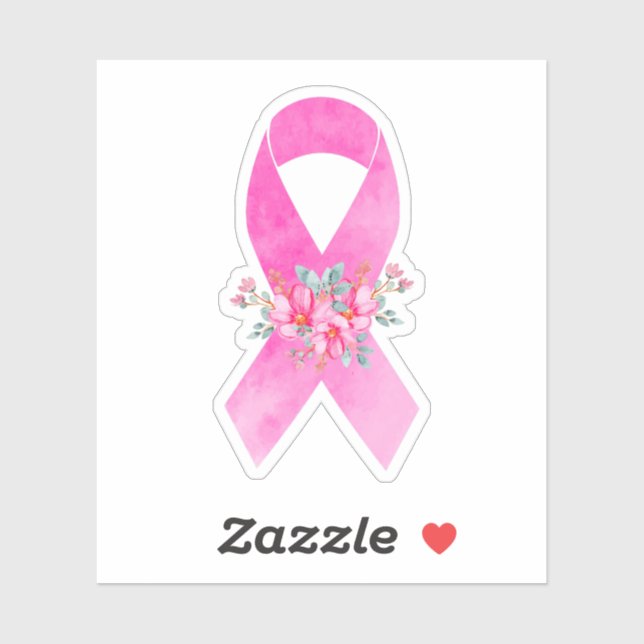 Watercolor Breast Cancer Awareness Floral Ribbon (Sheet)