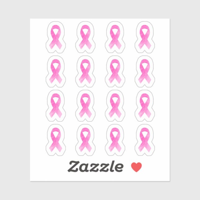 Watercolor Breast Cancer Awareness Pink Ribbon (Sheet)