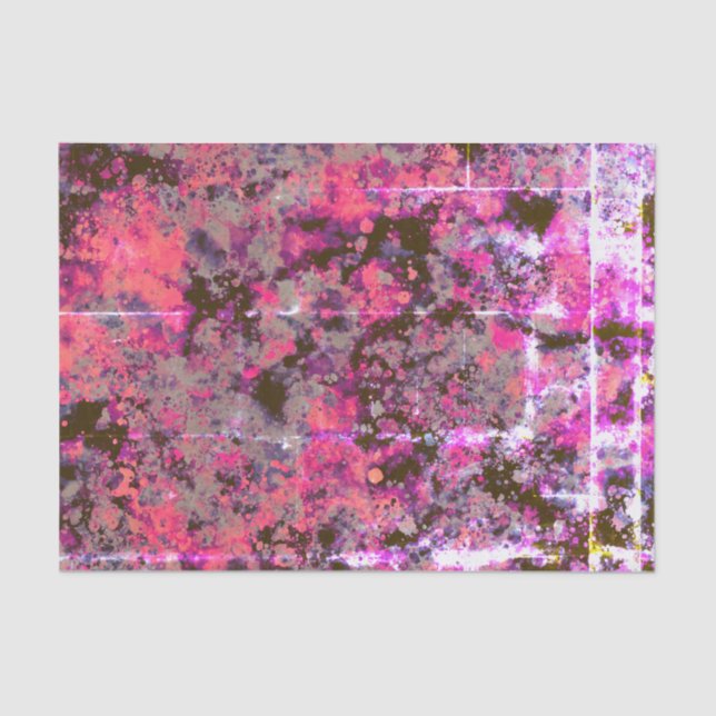 Watercolor Brick Black Pink Paint Splash Abstract Tissue Paper (Front)