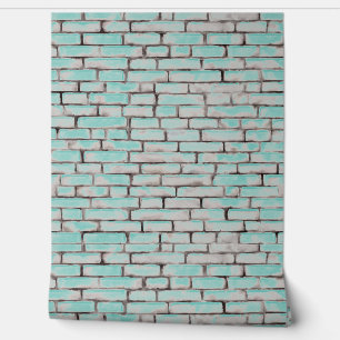 Watercolor Bricks Patterns Teal Blue White Grey Wallpaper