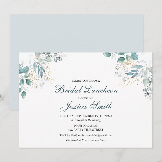 Watercolor Bridal Luncheon Invitation (Front/Back)