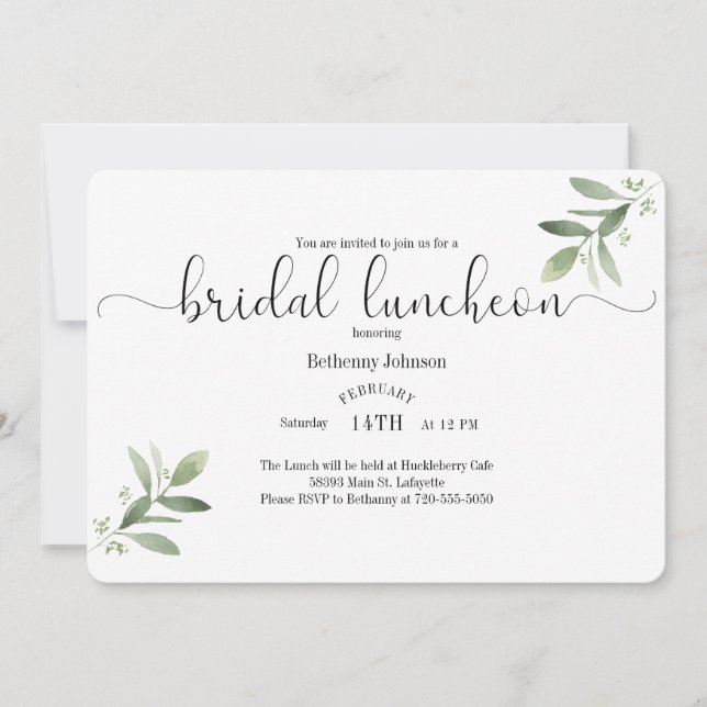 Watercolor Bridal Luncheon Invitation (Front)