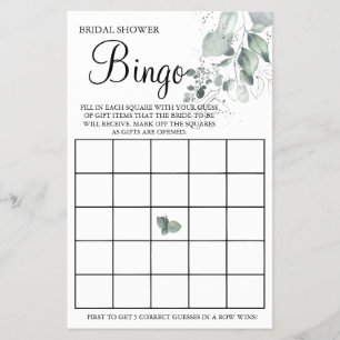 Watercolor Bridal Shower Bingo game card