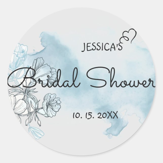 Watercolor Bridal Shower  Classic Round Sticker (Front)