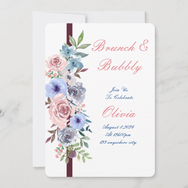 watercolor bridal shower floral invitation (Front)