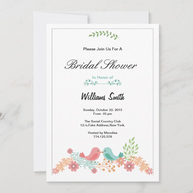 Watercolor bridal shower invitation (Front)