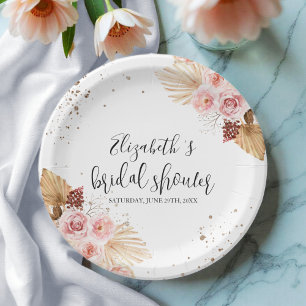 Watercolor Bridal Shower Paper Plates   Boho 
