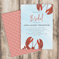 Watercolor Bridal Shower Red Lobster Coastal Ocean