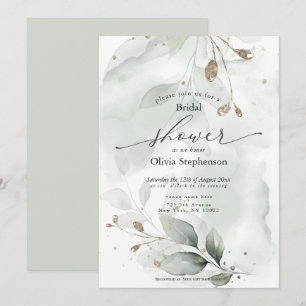 Watercolor Bridal Shower Rustic Foliage Invitatio Invitation