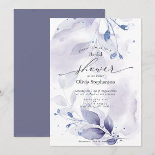 Watercolor Bridal Shower Rustic Violet Foliage In Invitation
